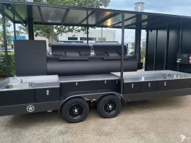 34" SMOKER TRAILER WITH KITCHEN SETUP AND ROOF