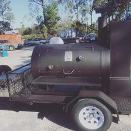 34" "FATBOY" REVERSE FLOW TRAILER BBQ PIT